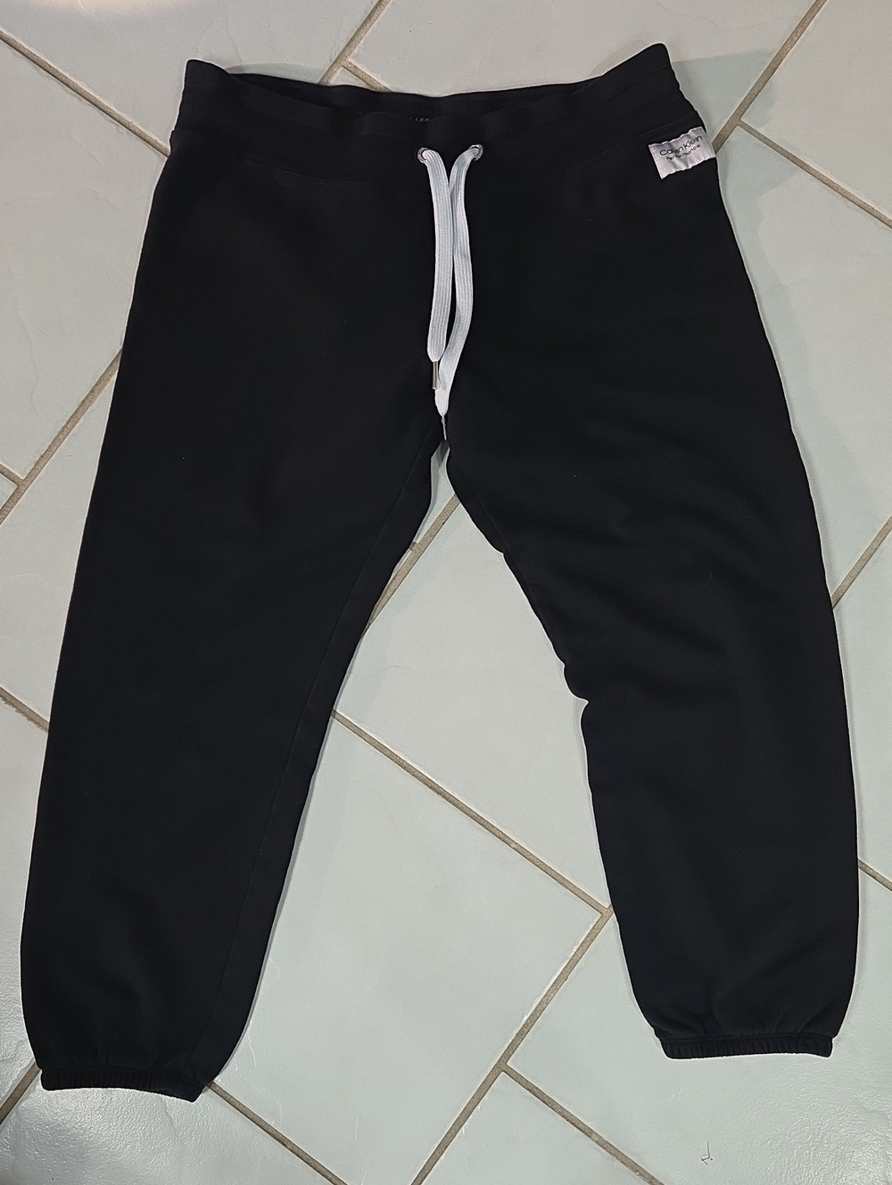 Calvin Klein Black Kids Sweatpants with White Drawstring